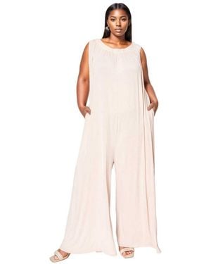 L I V D Plus Size Olson Wide Leg Pocket Jumpsuit - Pink