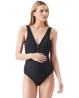 Ripe Maternity Maternity Havana Rib One Piece Swimsuit - Black