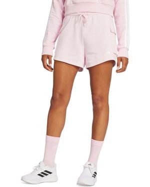 adidas The Essentials Logo French Terry Cargo Shorts - Pink