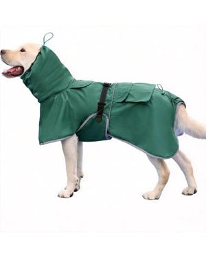 Aronkl Adjustable Hooded Raincoat For Medium Large Dogs - Green