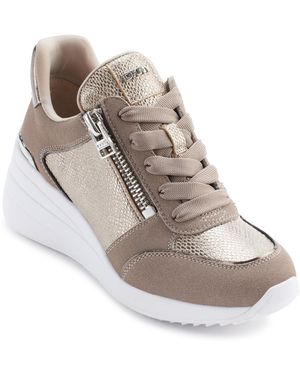 DKNY Kalina Lace Up Wedge Sneakers - Natural