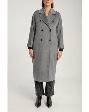 1982 Cashmere Double Breasted Long Coat - Gray