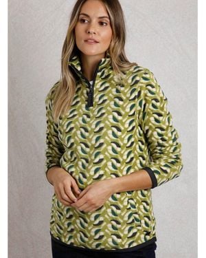 Weird Fish Reena 1/4 Zip Printed Microfleece - Green