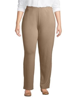 Lands' End Plus Size Sport Knit High Rise Pants - Natural