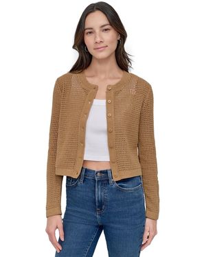 DKNY Baby Chenille Open-stitch Long-sleeve Cardigan - Blue