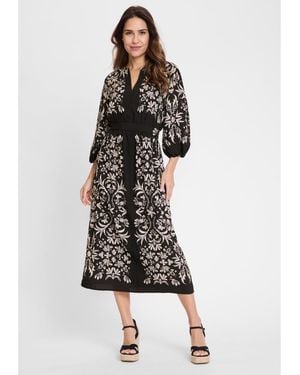 Olsen Ornamental Print Dress - White