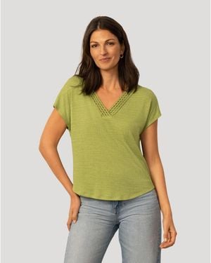 Cable & Gauge Braided Trim Crinkle Tee - Green