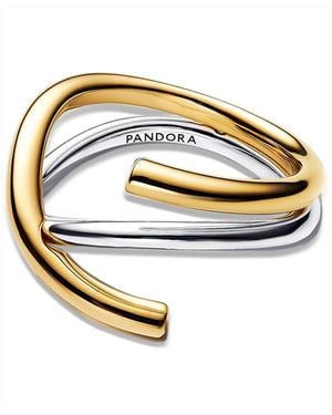 PANDORA Organically Shaped Two-tone Double Ring - Metallic
