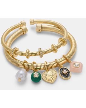 On 34th Multi-beaded Charm Bangle Bracelet - Metallic