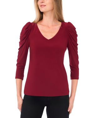SAM & JESS V-neck Volume Sleeve Top - Red