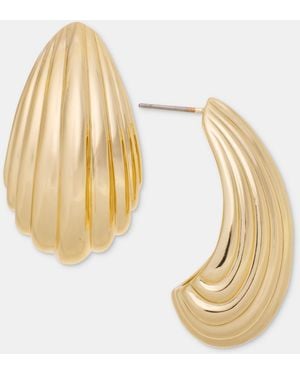 On 34th Textured J-hoop Earrings - Metallic