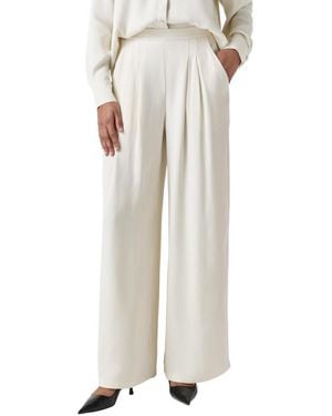 Ghost Andie Pleated Wide Leg Satin Trouser - White