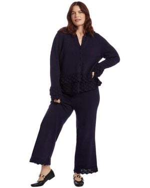 June + Vie Ruffled Peplum Cardigan Sweater - Blue