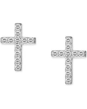 BEN ONI Cubic Zirconia Cross Stud Earrings - White