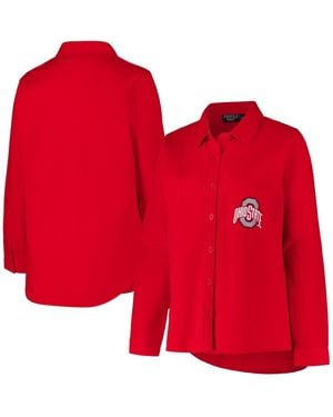 Fanatics Ohio State Buckeyes Plus Size Button-up Shacket - Red