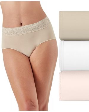 Bali Seamless Lace-trim Brief Panties - Natural