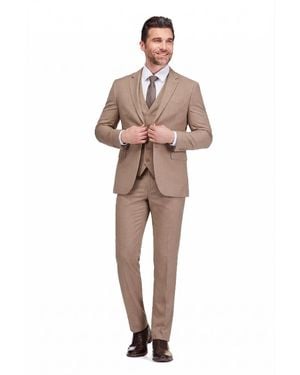 Gino Vitale Skinny Fit 3-piece Suit - Natural