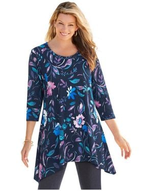 Woman Within Plus Size Swing Hem Tunic - Blue