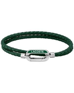 Lacoste Braided Leather Bracelet - Green