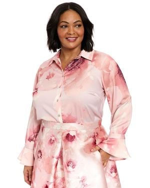 Muse Plus Size Floral-print Blouse - Pink