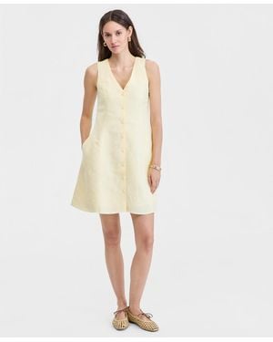 On 34th Linen-blend V-neck Mini Dress - White