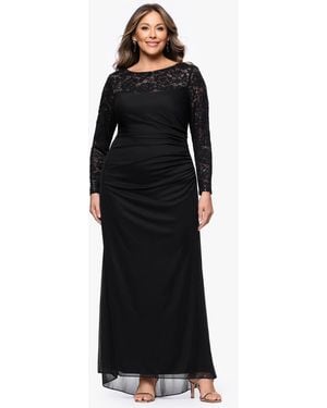 B & A by Betsy and Adam Plus Size Long-sleeve Lace Back Sheath Dress - Black