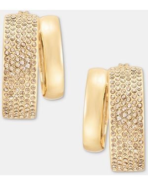DKNY Glass Pave Split Wide Hoop Earrings - Metallic