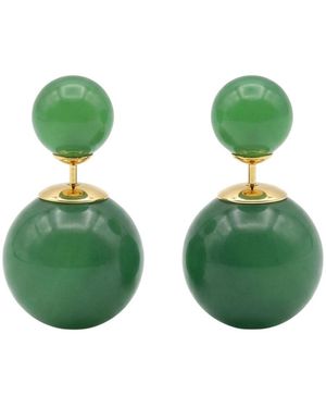 seree Orbit Duo — Double Ended Jade Stone Stud Earrings - Green
