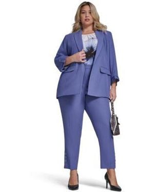 Calvin Klein Open Front 3 4 Sleeve Jacket Slim Leg Pant - Blue