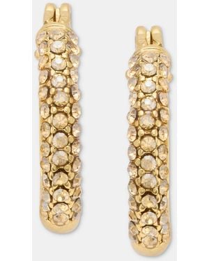 DKNY Crystal 14mm Pave Hoop Earrings - Metallic