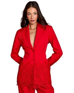 Coast Embroide Single Breasted Blazer - Red