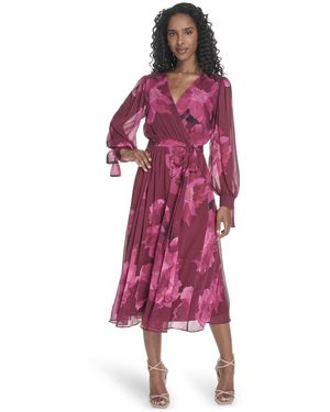 Calvin Klein Tie-sleeve Midi Dress - Pink