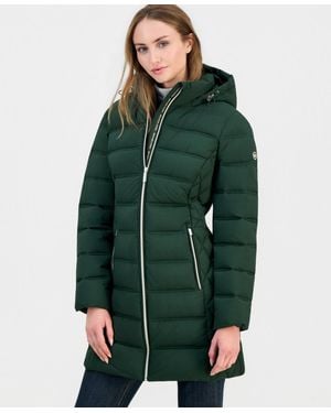 Michael Kors Hooded Packable Puffer Coat - Green