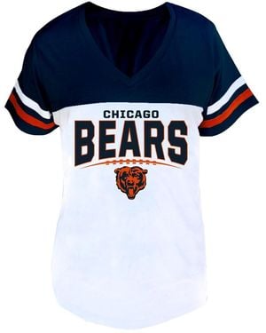 Profile Navy/white Chicago Bears Plus Size Split Body V-neck T-shirt - Blue