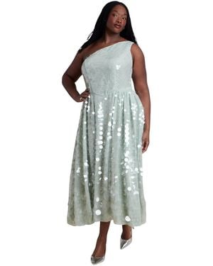 Eloquii Plus Size Paillette One-shoulder Dress - Blue