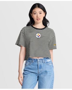 Nike Black/cream Pittsburgh Steelers Striped Cropped T-shirt - White