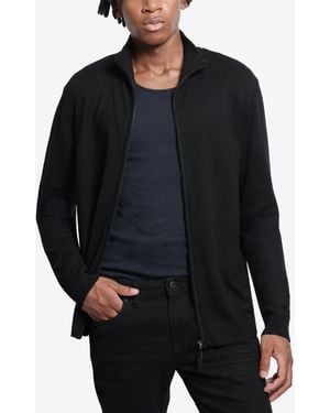 Xray Jeans Full Zip Mock Neck Sweater - Black