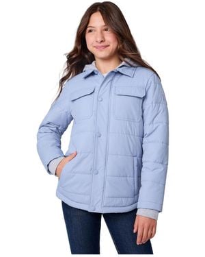 Free Country Girls' Trail Puffer Hoodie Shacket - Blue