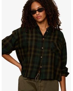 Sanctuary The Autumn Cropped Flannel Button Up Shirt - Black