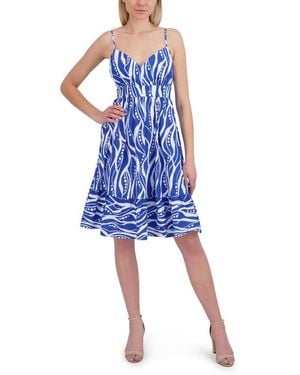 Laundry by Shelli Segal Casual Chic V Neck Flared Ruffle Midi Dress - Black
