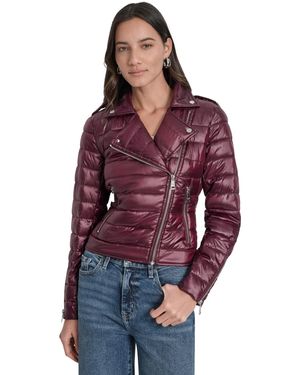 DKNY Lightweight Zip-front Puffer Jacket - Purple