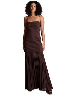 Kenneth Cole Square-neck Spaghetti-straps Combo Pleated Midi Dress - Purple