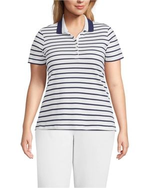 Lands' End Plus Size Supima Cotton Polo Shirt - Blue