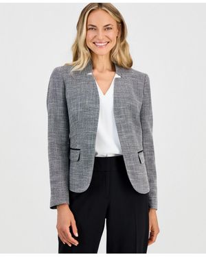 Kasper Petite Cutout Collar Padded Blazer - Gray