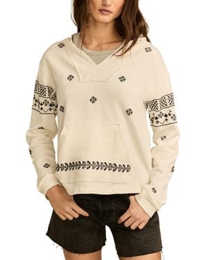 Lucky Brand Cotton Embroidered Baja Hoodie - Natural