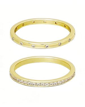 Adornia 14k 1/2 Eternity And Dotted Band Set Of 2 Rings - Metallic