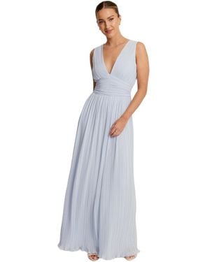 Six Stories Pleated Plunge Maxi Dress - White