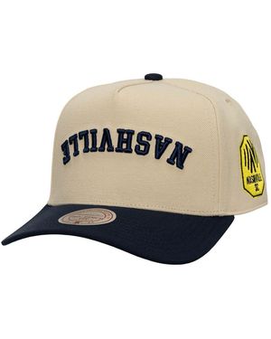 Mitchell & Ness Cream/navy Nashville Sc Upside Down Pro Pinch Snapback Hat - Multicolor