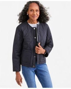 Style & Co. Style Co Drawcord Bomber Quilted Jacket Macys Exclusive - Blue