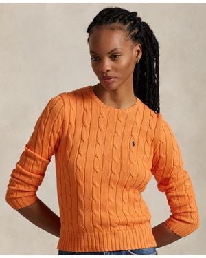 Polo Ralph Lauren Cable-knit Cotton Crewneck Sweater - Orange